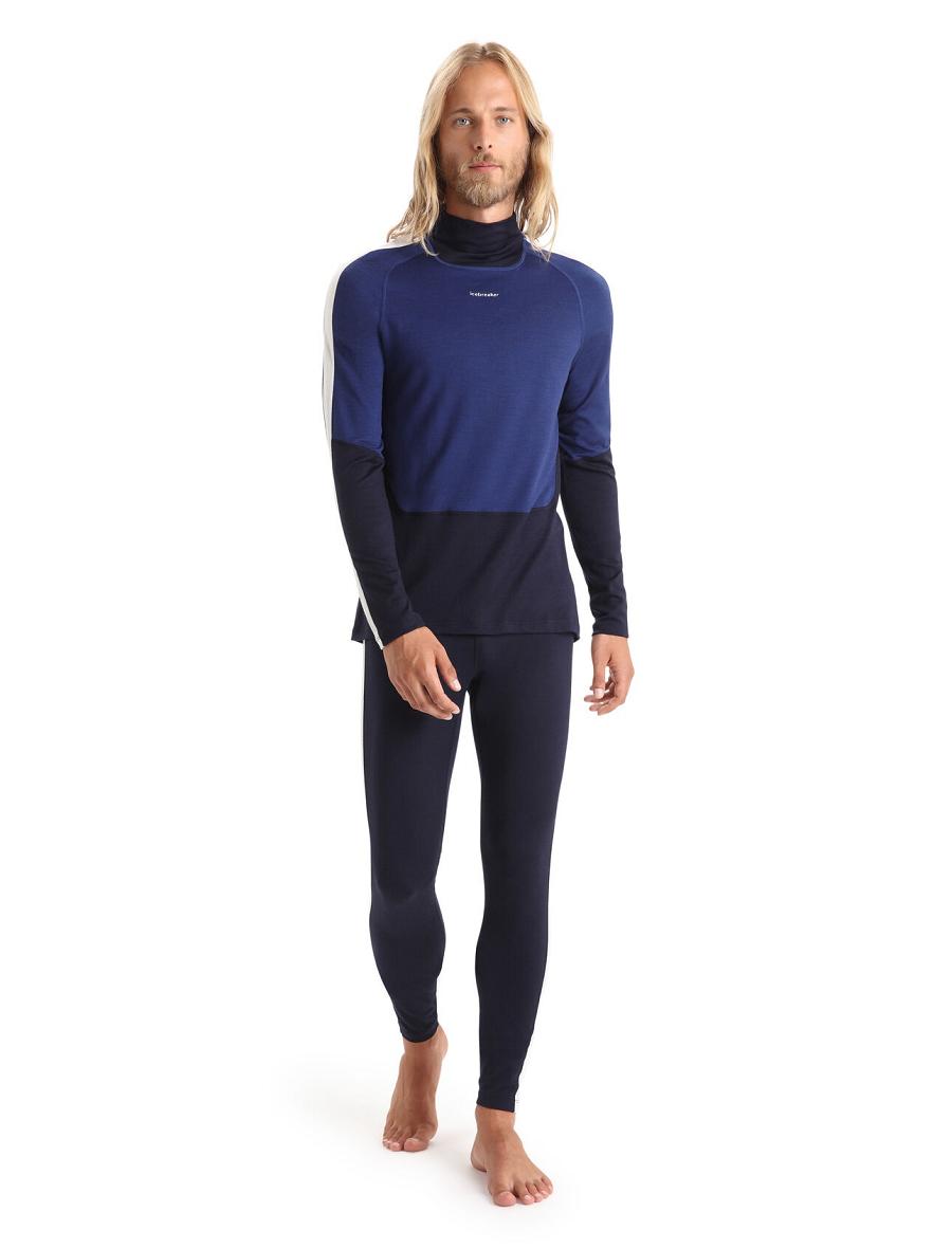 Leggings Icebreaker Merino 200 Sonebula Thermal Homme Bleu Marine Blanche | FR 1128YXFU